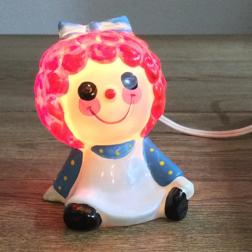 Vintage Raggedy Ann Ceramic Figurine Night Light